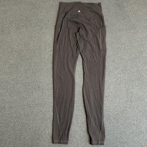Lululemon Leggings Womens 6 Brown High Rise Pockets Yoga Ankle Pants Athletic - Picture 3 of 12